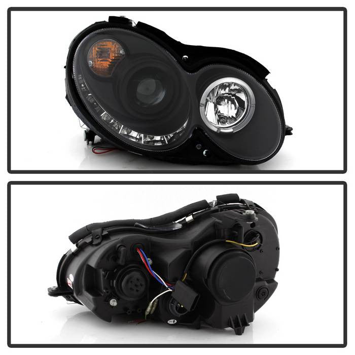 Spyder Mercedes Benz CLK 03-09 Projector Headlights Halogen Model LED Halo DRL Black
