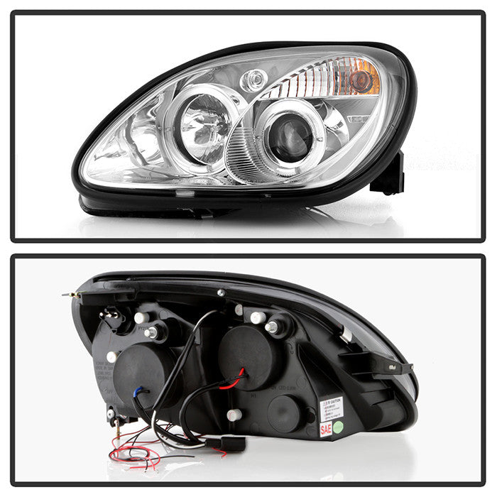 Spyder Mercedes Benz SLK 98-04 1PC Projector Headlights Halogen Model LED Halo Chrome