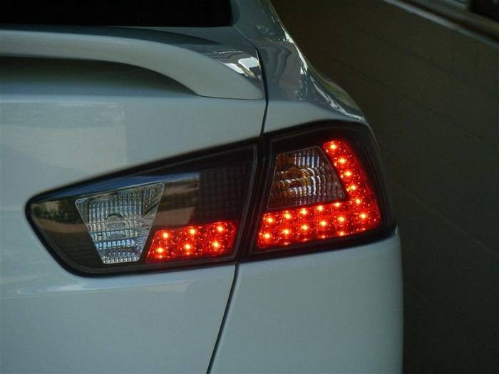 Spyder Mitsubishi 08-14 Lancer /Evo X LED tail lights installed smoke