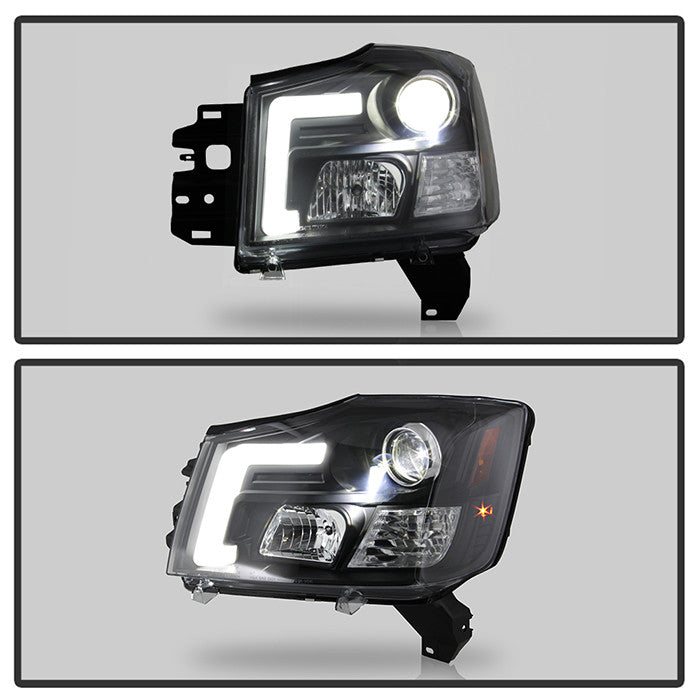 Spyder Nissan Titan 2004-2015 Nissan Armada 2004-2007 Headlights LED Black installed