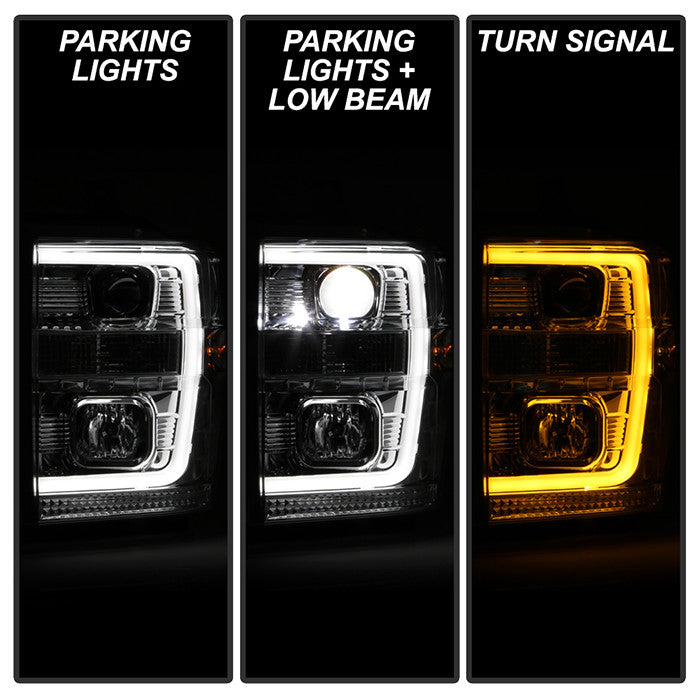 Spyder Platinum 2010 Ford F-250 F350 F450 Super Duty LED projector headlights chrome