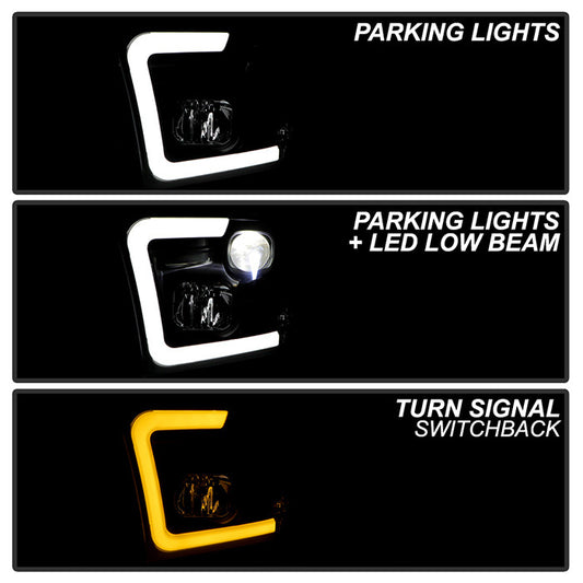 PRO-YD-DR09PL-SB-BK Platinum Dodge Ram 1500 2500 3500 10-18 Headlights parking lights turning signal low beams h1