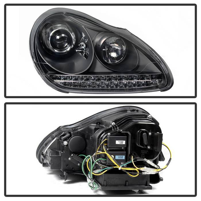 Spyder Porsche Cayenne 03-06 Projector Headlights HID Xenon Model DRL LED Black