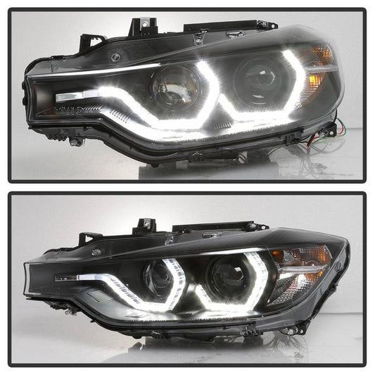 Spyder Projector Black Headlights for BMW 3-Series 2014 F30.