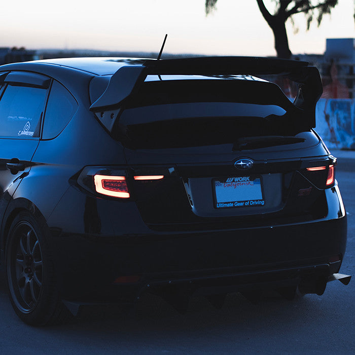 Spyder Subaru Impreza 08-14 WRX 5DR installed LED seq signal tail lights smoke