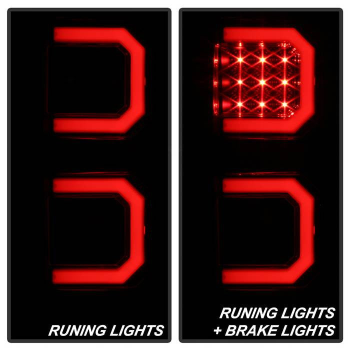 Spyder Toyota 07-13 Tundra V2 LED bar tail lights black smoke installed