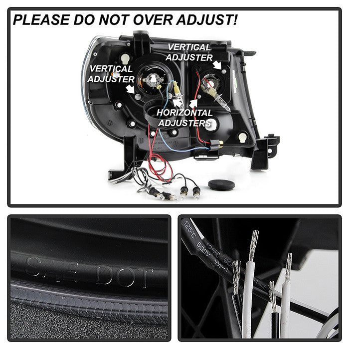 Spyder 05-11 Toyota Tacoma Halo Projector LED Headlights Black