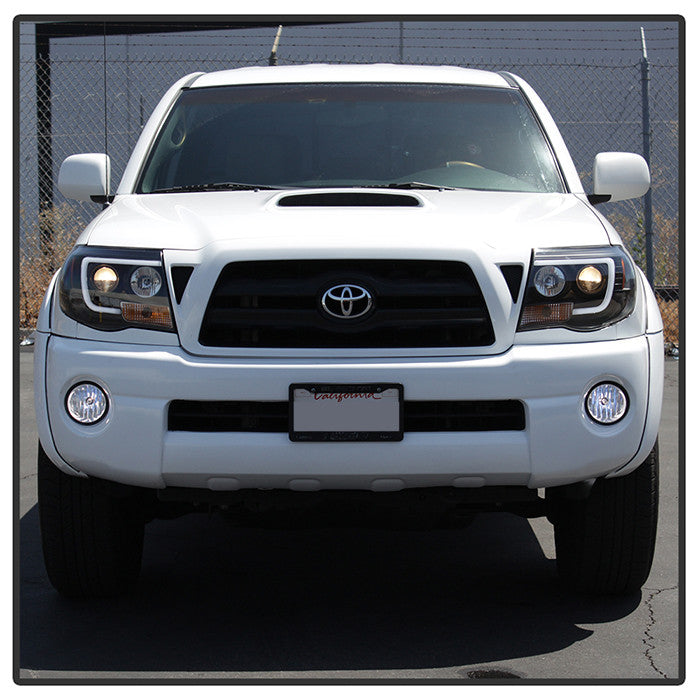 Spyder Toyota Tacoma 05-11 Version 2 Projector Headlights Light Bar DRL installed Black