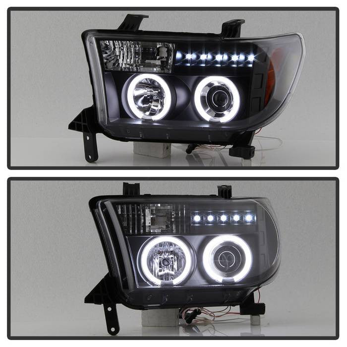 Spyder Toyota Tundra 07-13 Toyota Sequoia 08-13 Projector Headlights CCFL Halo installed LED Black
