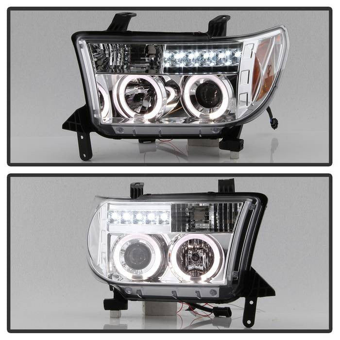 Spyder Toyota Tundra 07-13 Toyota Sequoia 08-13 Projector Headlights installed LED Halo Chrome