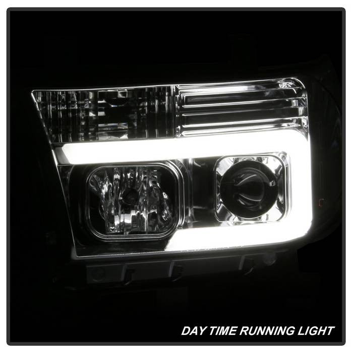 PRO-YD-TTU07V2-LB-C Toyota Tundra Sequoia 08-13 LED Bar Pro Headlight running daytime lights on active showing
