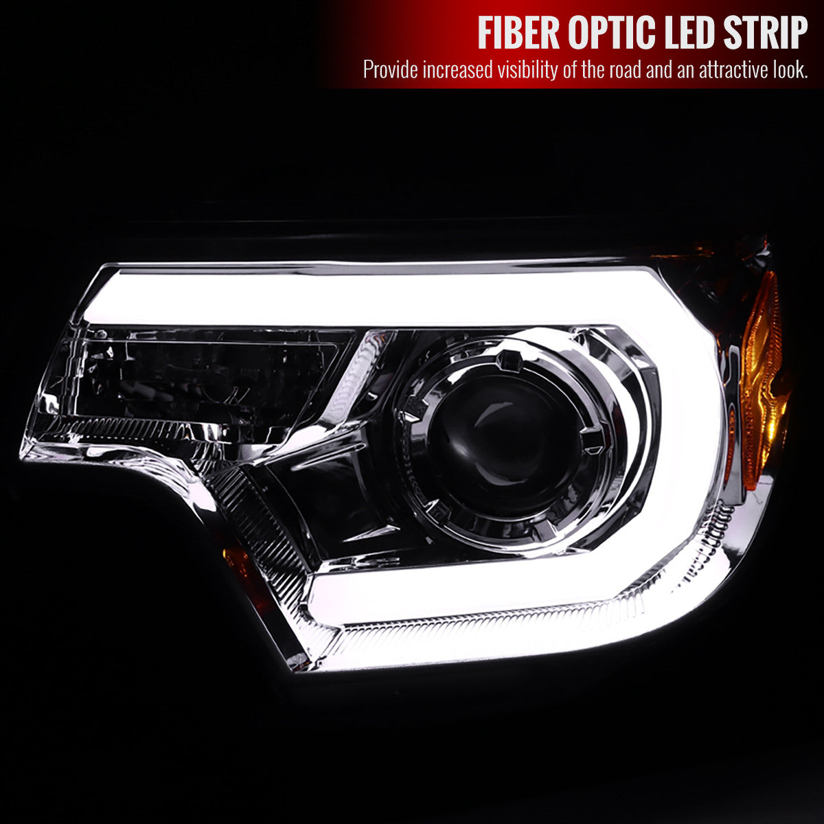 2LHP-TAC12G-TM 2012-15 Tacoma Projector Headlights LED Bar Black Smokedd
