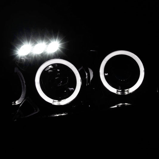 2004-2015 Titan Dual Halo LED Projector Spec-D Headlights Black