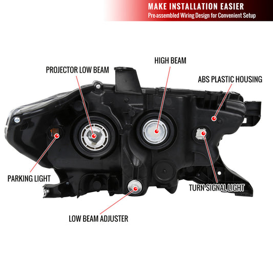 2016-2022 Toyota Tacoma Projector Spec-D Headlights Black