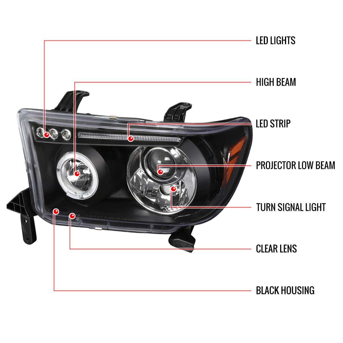 Spe-D 2007-2013 Tundra 8-2017 Sequoia Projector Spec-D Headlights Black