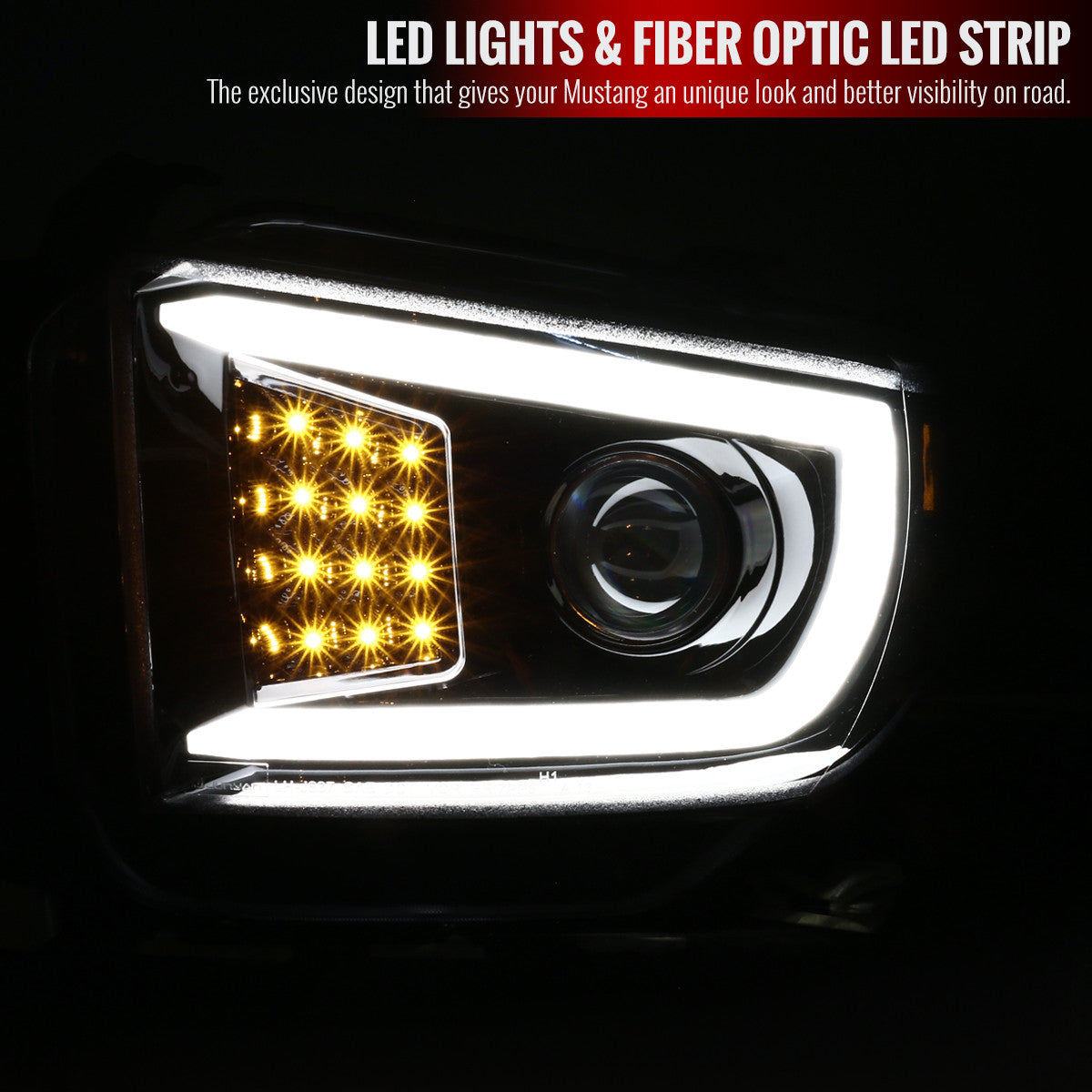 2LHP-TUN07JM-SQ-RS 2007-13 Tundra 08-17 Sequoia Projector Headlights Sequoia Bk Clear