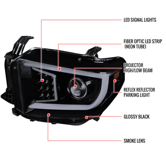 2014-2021 Tundra Projector Spec-D Headlights LED Signals Black Smoked