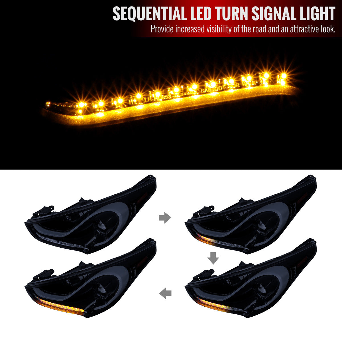 2LHP-TUN14JM-SQ-TM 2014-21 Tundra Projector Headlights Sequoia LED Signal Black