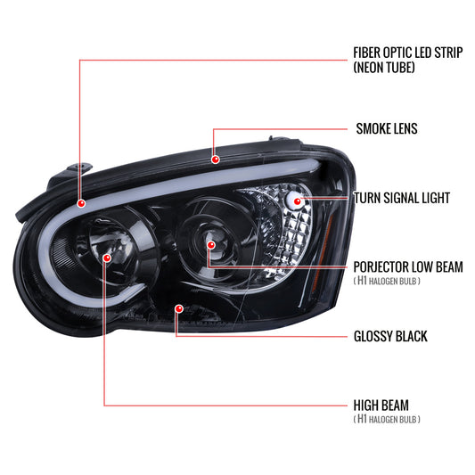 2004-2005 Impreza WRX STI Projector Spec-D Headlights Black Smoked