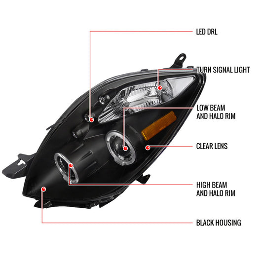 2006-2008 Toyota Yaris Projector Spec-D Headlights Smoked 3Dr
