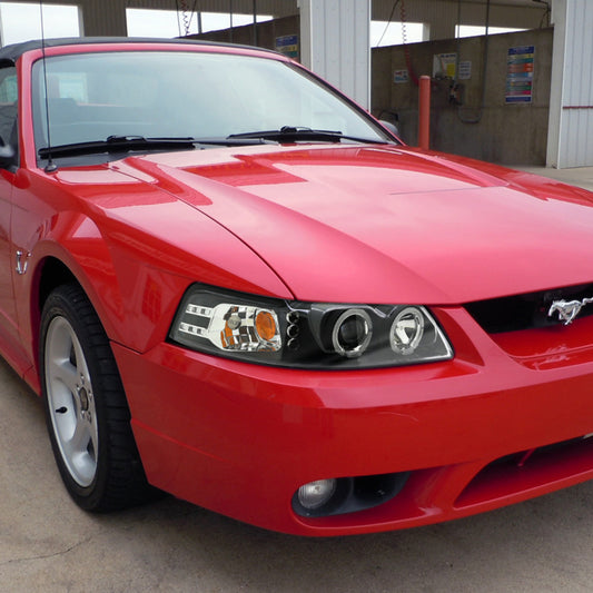 1999-2004 Ford Mustang Halo Projector Spec-D Headlights Black