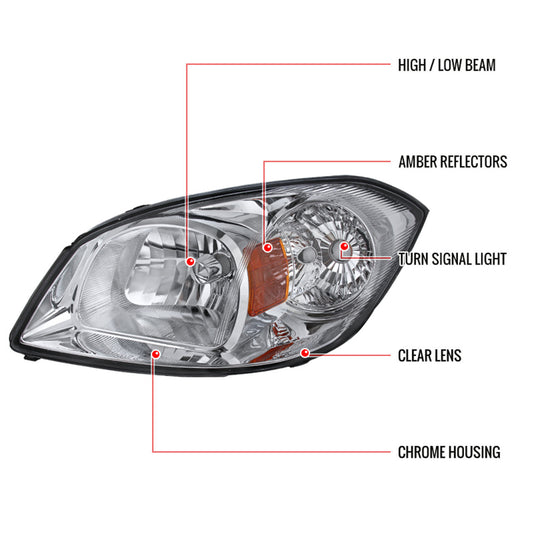 2005-2010 Chevy Cobalt Pontiac G5 Chrome Spec-D Headlights