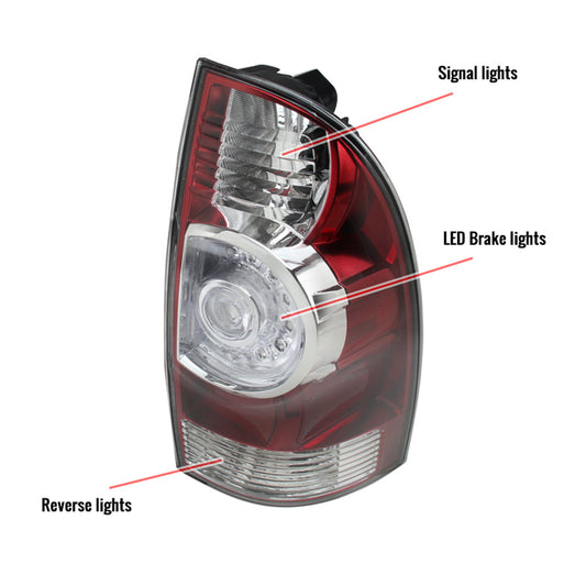 2005-2013 Toyota Tacoma Red LED Spec-D Tail Lights