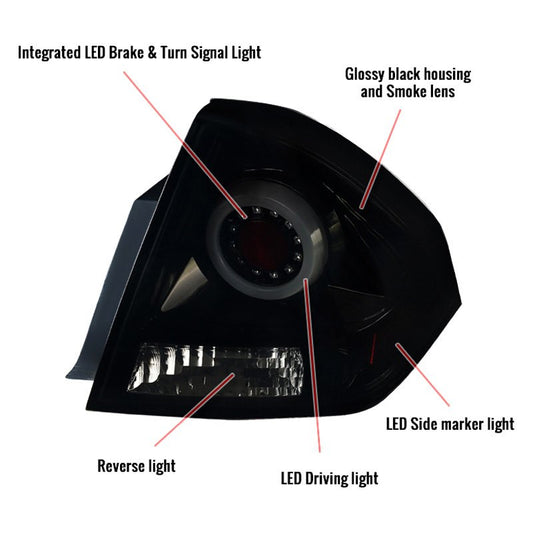 2006-2013 Chevrolet Impala LED Spec-D Tail Lights Glossy Black