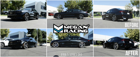 installed lowered Megan Racing BMW 5-Series 23+ G60 RWD - EXC M5 Euro I Series Coilovers MR-CDK-BG60-EU