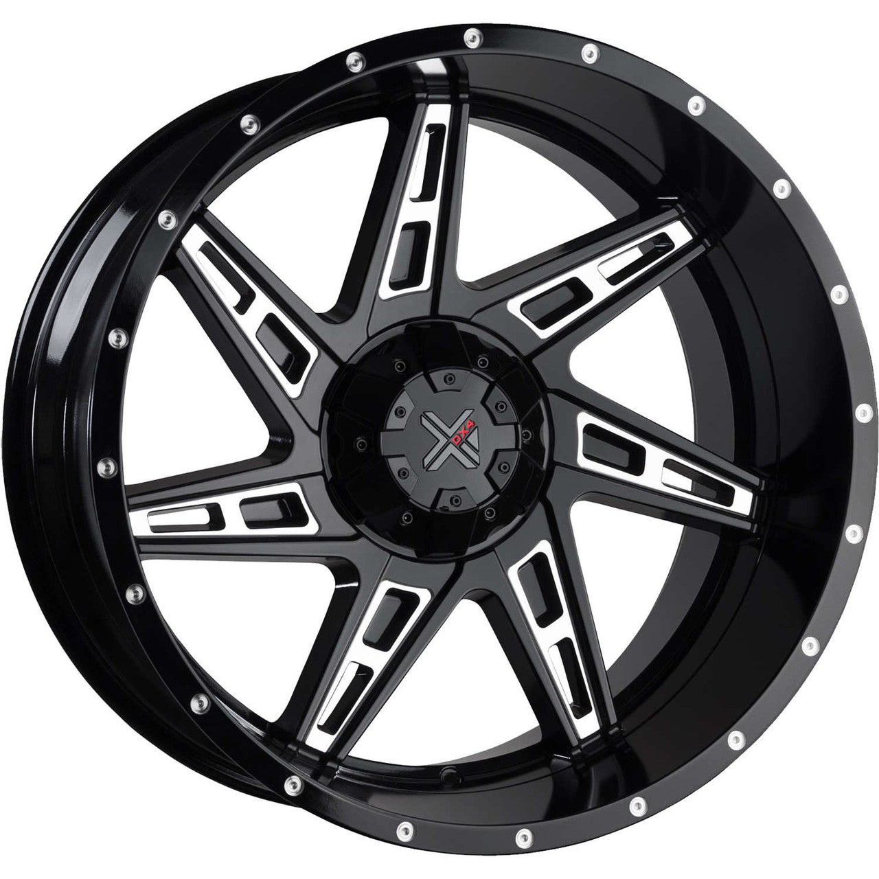 DX4 Skull 20X11.5 wheels 8x170 Gloss Black Ball Milled rim