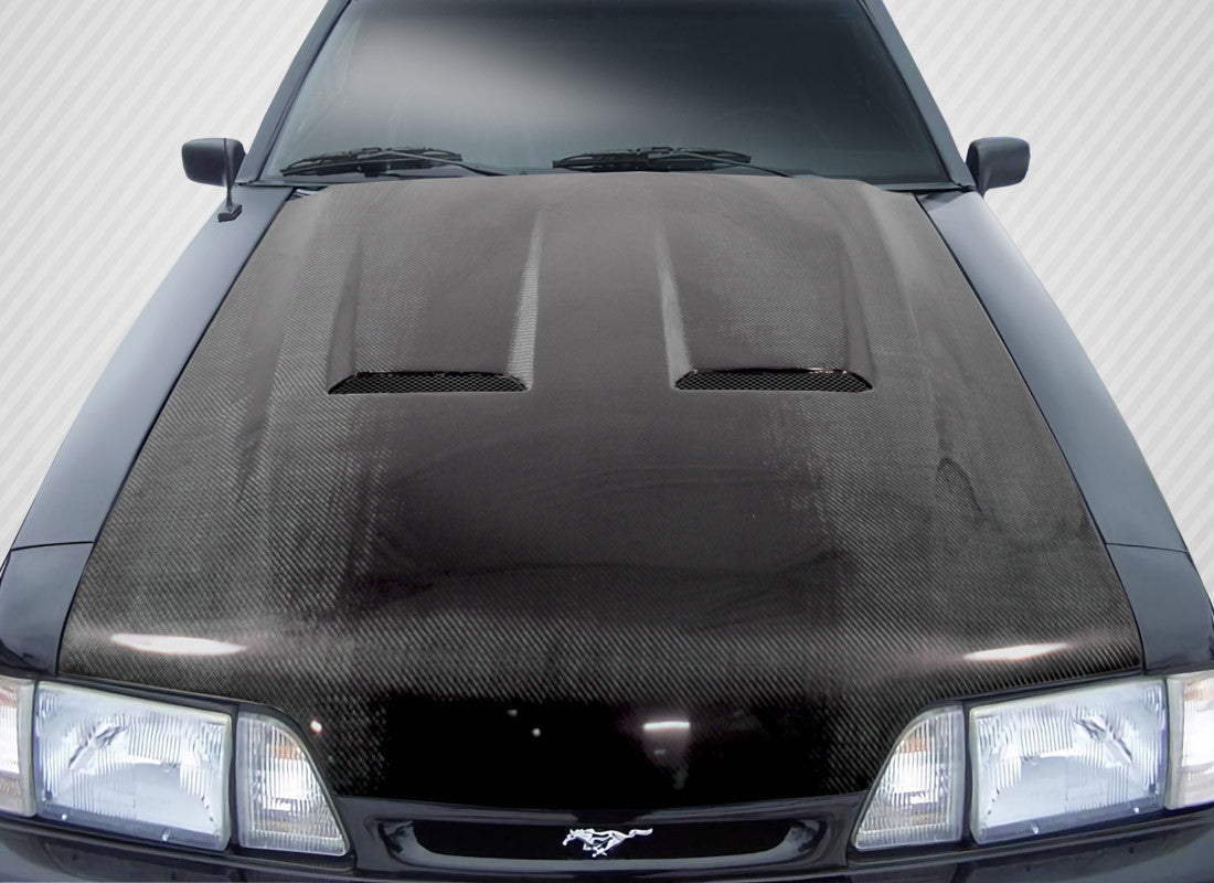 Carbon Creations 1987-1993 Ford Mustang Heat Extractor Hood - 1 Piece