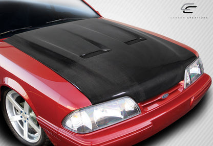 Carbon Creations 1987-1993 Ford Mustang Heat Extractor Hood - 1 Piece