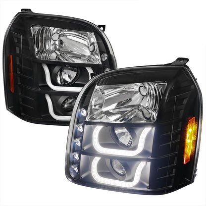 Spec-D 07-14 GMC Yukon Denali 1500 2500 U-Bar Projector Headlights Black