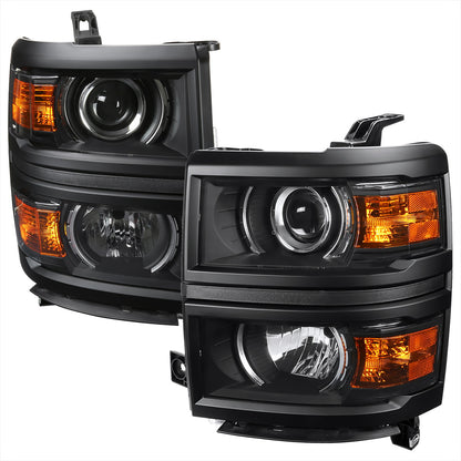 Spec-D 2014-15 Silverado Projector Headlights Black Clear