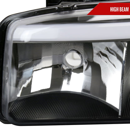 Spec-D 1999-2006 GMC Sierra Denali/2007 Sierra Classic Denali/2000-2006 Yukon/XL Denali OE Style with LED Sequential Turn Signal Bumper Lights Black Headlights