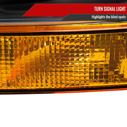 Spec-D 2003-2023 Chevrolet Express/GMC Savana OE Style w/ Amber Lens Bumper Lamp Black Headlights