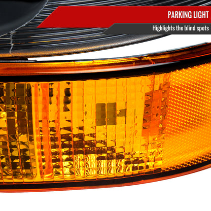 Spec-D 2003-2023 Chevrolet Express/GMC Savana OE Style w/ Amber Lens Bumper Lamp Black Headlights