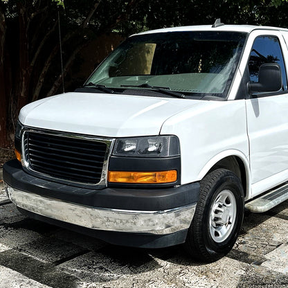 Spec-D 2003-2023 Chevrolet Express/GMC Savana OE Style w/ Amber Lens Bumper Lamp Black Headlights