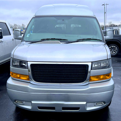 Spec-D 2003-2023 Chevrolet Express/GMC Savana OE Style w/ Amber Lens Bumper Lamp Black Headlights