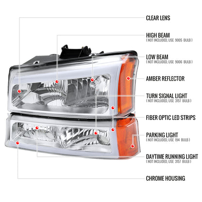 Spec-D Avalanche Silverado OE & 04 headlights