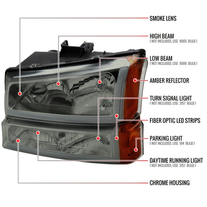 Spec-D Silverado Avalanche OE 05 smoked headlights