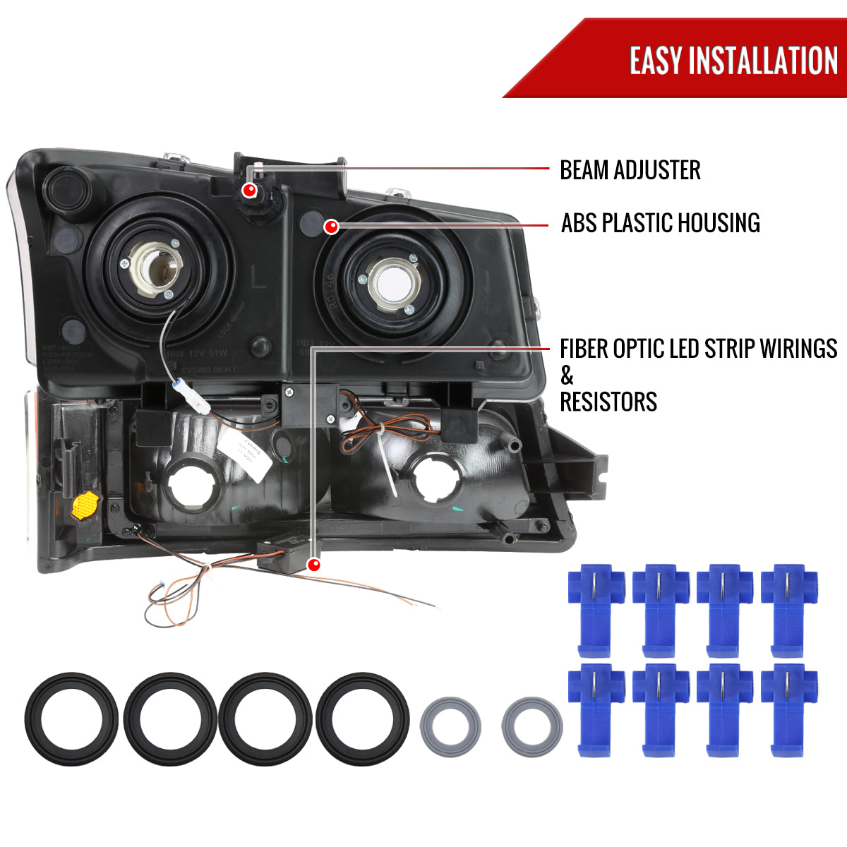 Spec-D 2003-2007 Chevrolet Silverado /2002-2006 Chevrolet Avalanche LED Bar OE Style Black Headlights