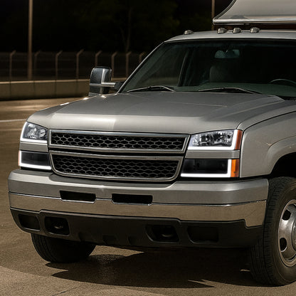 Spec-D 2003-2007 Chevrolet Silverado /2002-2006 Chevrolet Avalanche LED Bar OE Style Black Headlights