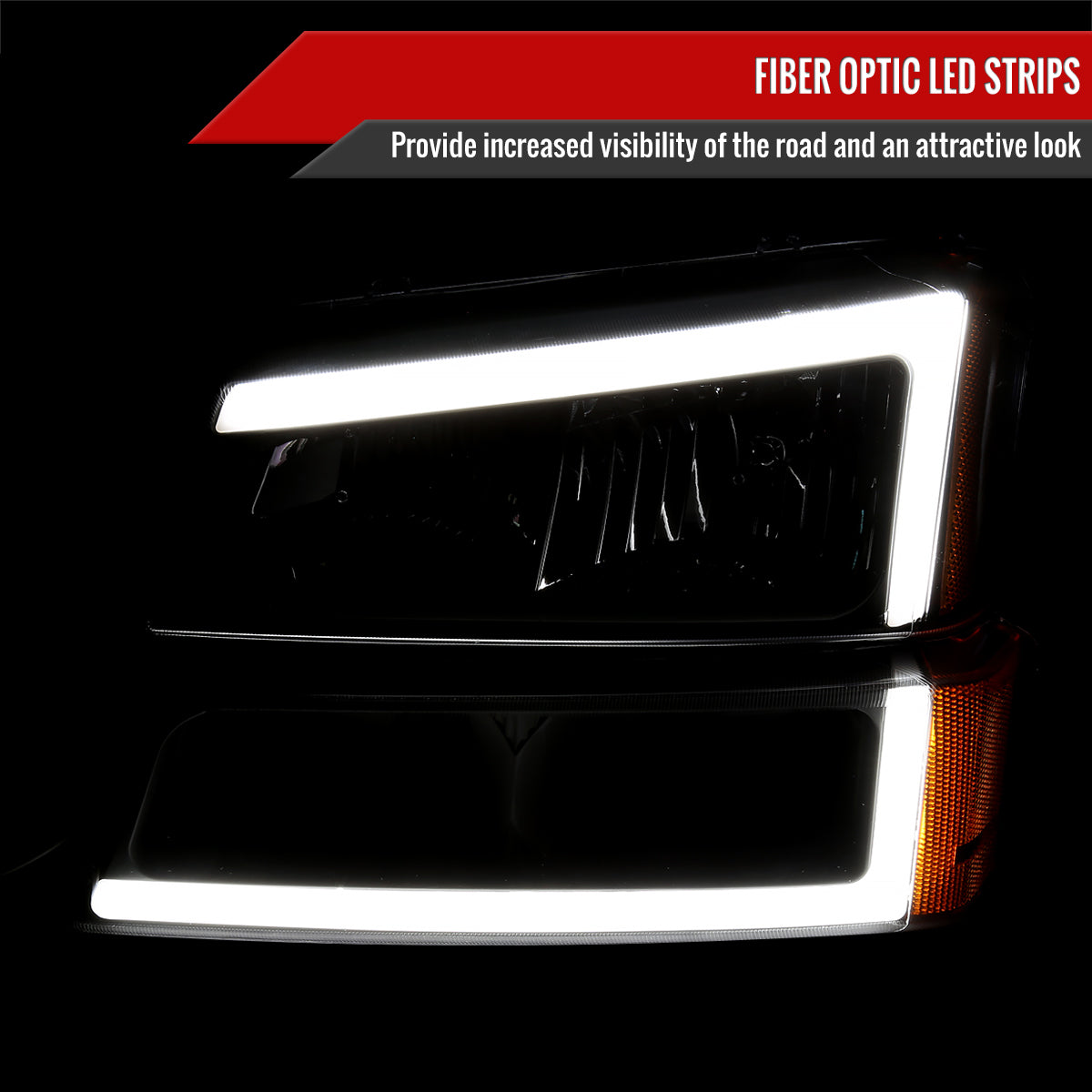 2003 Avalanche Silverado factory style Bumper Spec-D aftermarket headlights