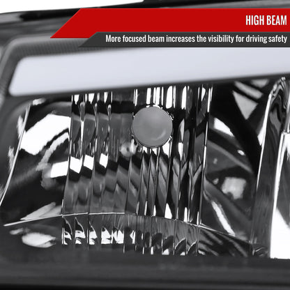 Spec-D 2002-2006 Chevrolet Avalanche/ 2003-2007 Silverado LED Bar OE Style & Bumper Lights Black Headlights