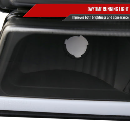 Spec-D 2002-2006 Chevrolet Avalanche/ 2003-2007 Silverado LED Bar OE Style & Bumper Lights Black Headlights