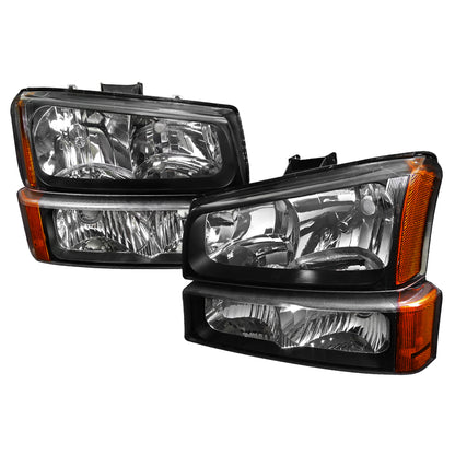 Spec-D 2002-2006 Chevrolet Avalanche/ 2003-2007 Silverado OE Style w/ Bumper Lights Black Headlights