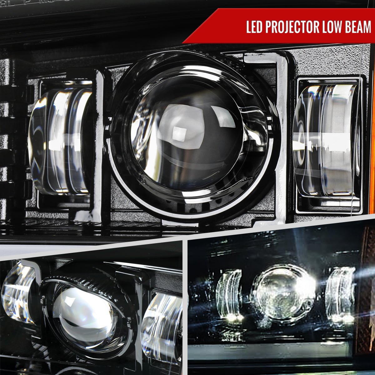 Spec-D 2003-2007 Chevrolet Silverado Avalanche LED Projector DRL w/ Bumper Lights J Black Headlights