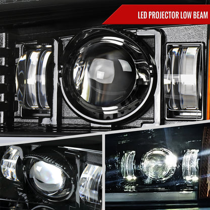 Spec-D 2003-2007 Chevrolet Silverado Avalanche LED Projector DRL w/ Bumper Lights J Black Headlights