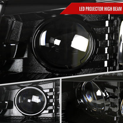 Spec-D 2003-2007 Chevrolet Silverado Avalanche LED Projector DRL w/ Bumper Lights J Black Headlights
